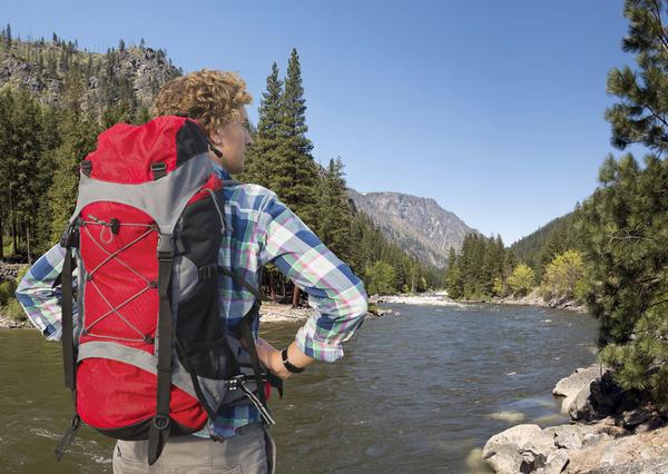 hiker with backpack hiker with backpack